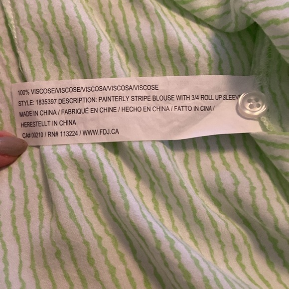 FDJ Green & White Button-Up Blouse - Picture 8 of 8